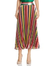 Katz Metallic Pleated Striped Midi Skirt at Bloomingdales